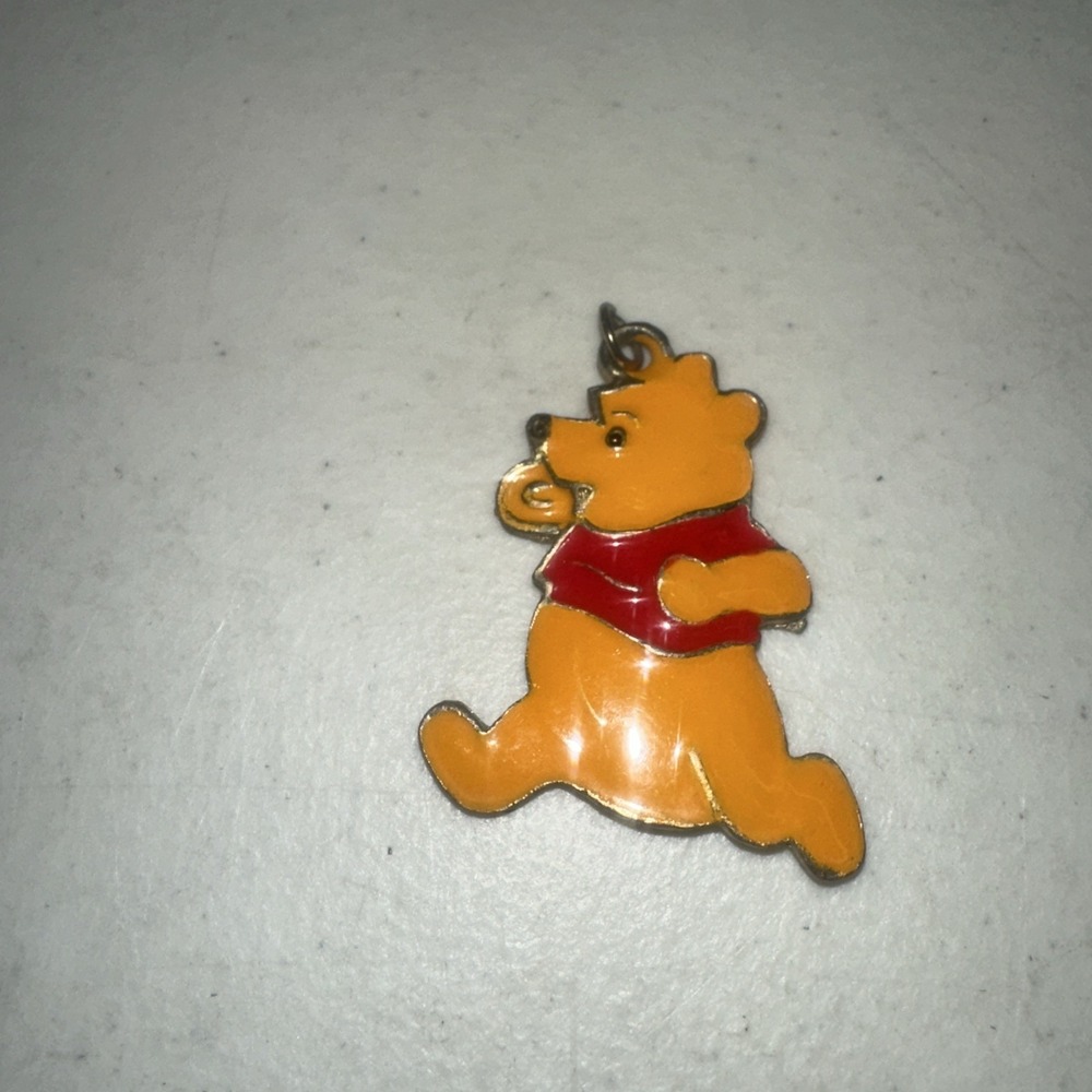 Vintage Disney Jewelry Running Winnie the Pooh Metal Enamel Pendant Charm